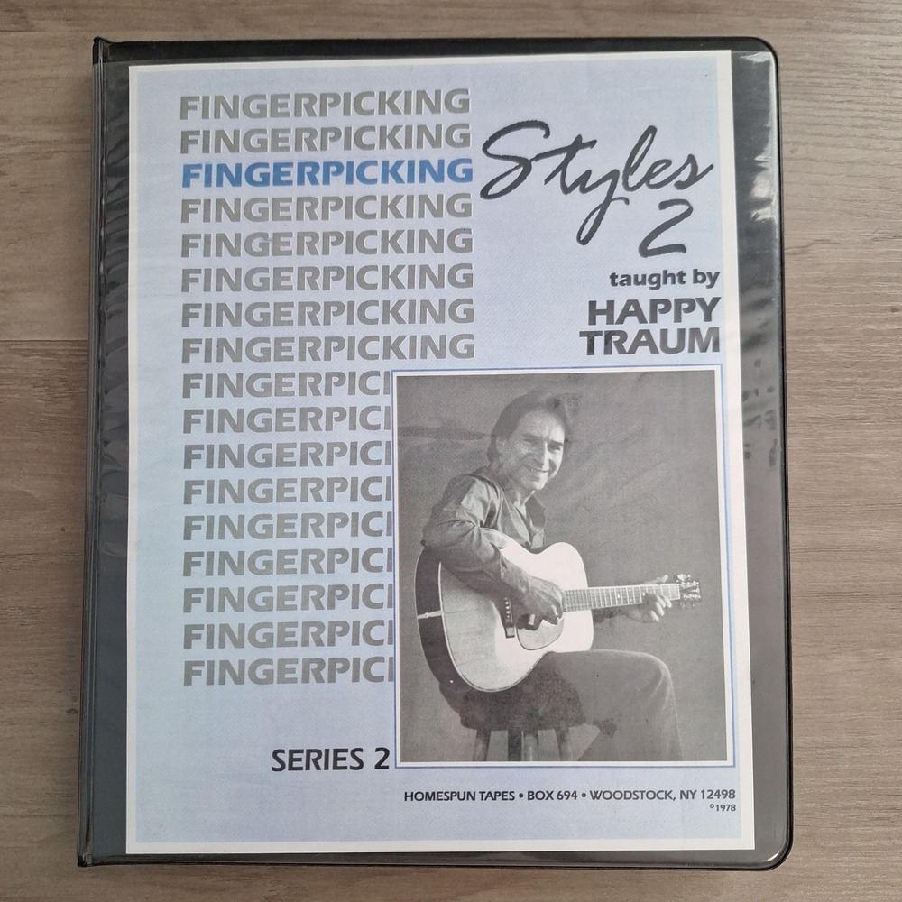 RARE Vtg 1978 Fingerpicking Styles 2 Happy Traum Sheet Music & 6-Cassette‎ Tapes